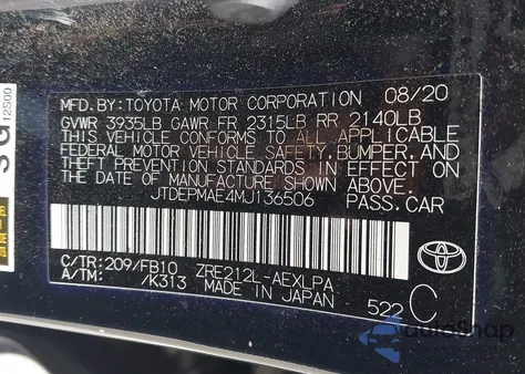 2021 Toyota Corolla Le z USA, uszkodzony, nr VIN JTDEPMAE4MJ136506